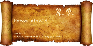 Maros Vitold névjegykártya